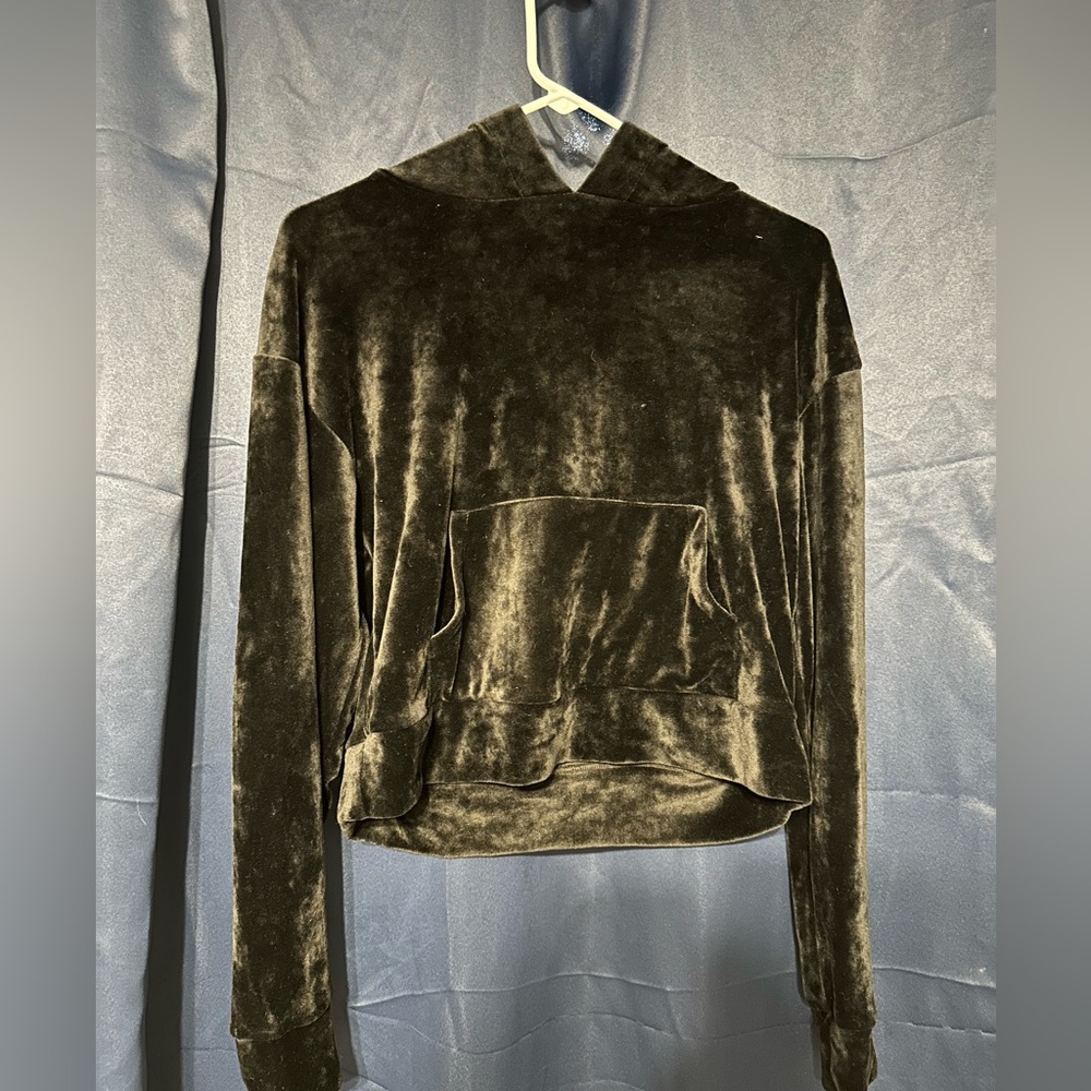 Don’t Ask Why cropped velvety hoodie